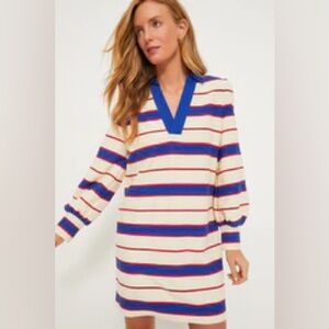 Striped Polo Dress with Blue Collar